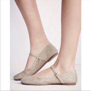 Free People Gold Mary Jane Flats